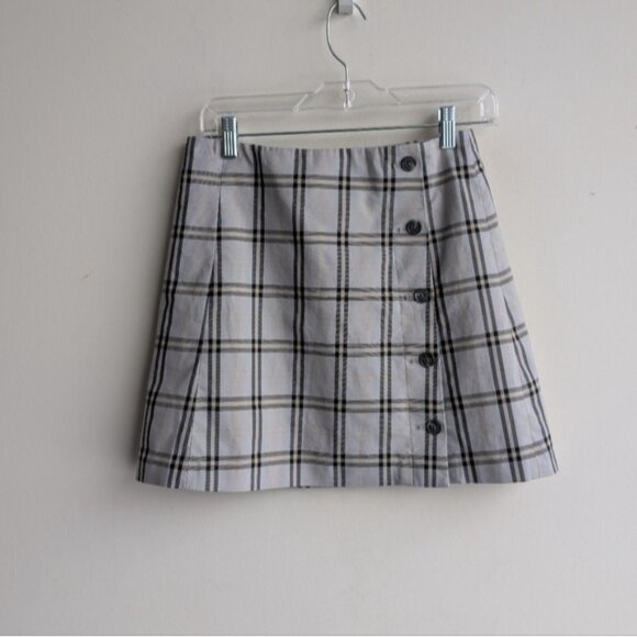 Plaid Button-Front Skirt - Picture 3 of 8